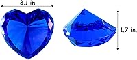 Vista 3 de Peso de papel de cristal azul con diamantes, gemas de vidrio con forma de corazón, diamantes reales para decoración, diamantes grandes para oficina