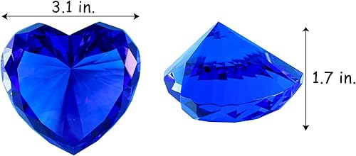 Miniatura 3 de Pesas de papel de diamantes de cristal azul, gemas de vidrio de diamante real en forma de corazón, pisapapeles para decoración, diamantes grandes,