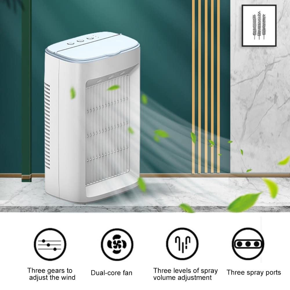 Przenośny wentylator klimatyzacyjny, wentylator chłodzący USB 3 w 1, nawilżacz i oczyszczacz biurka do sypialni, salonu i biura, wentylator d