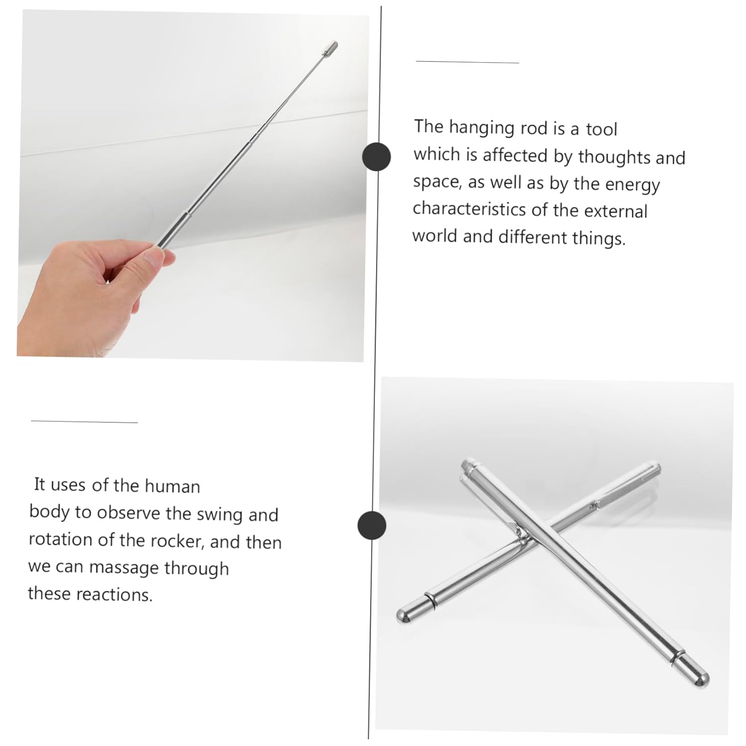6pcs Stainless Steel Dowsing Rods Portable Mineral Detector Tool for Finding Water Treasure and Lost Objects Flexible Center Shaft Design