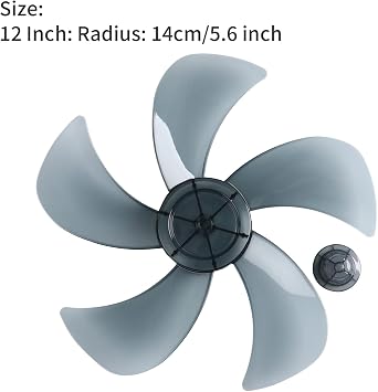 12/14 Inch Universal Plastic Fan Blade with Nut Cover Replacement Accessories for Household Standing Pedestal Fan Table Fanner Gray B 12 Inch