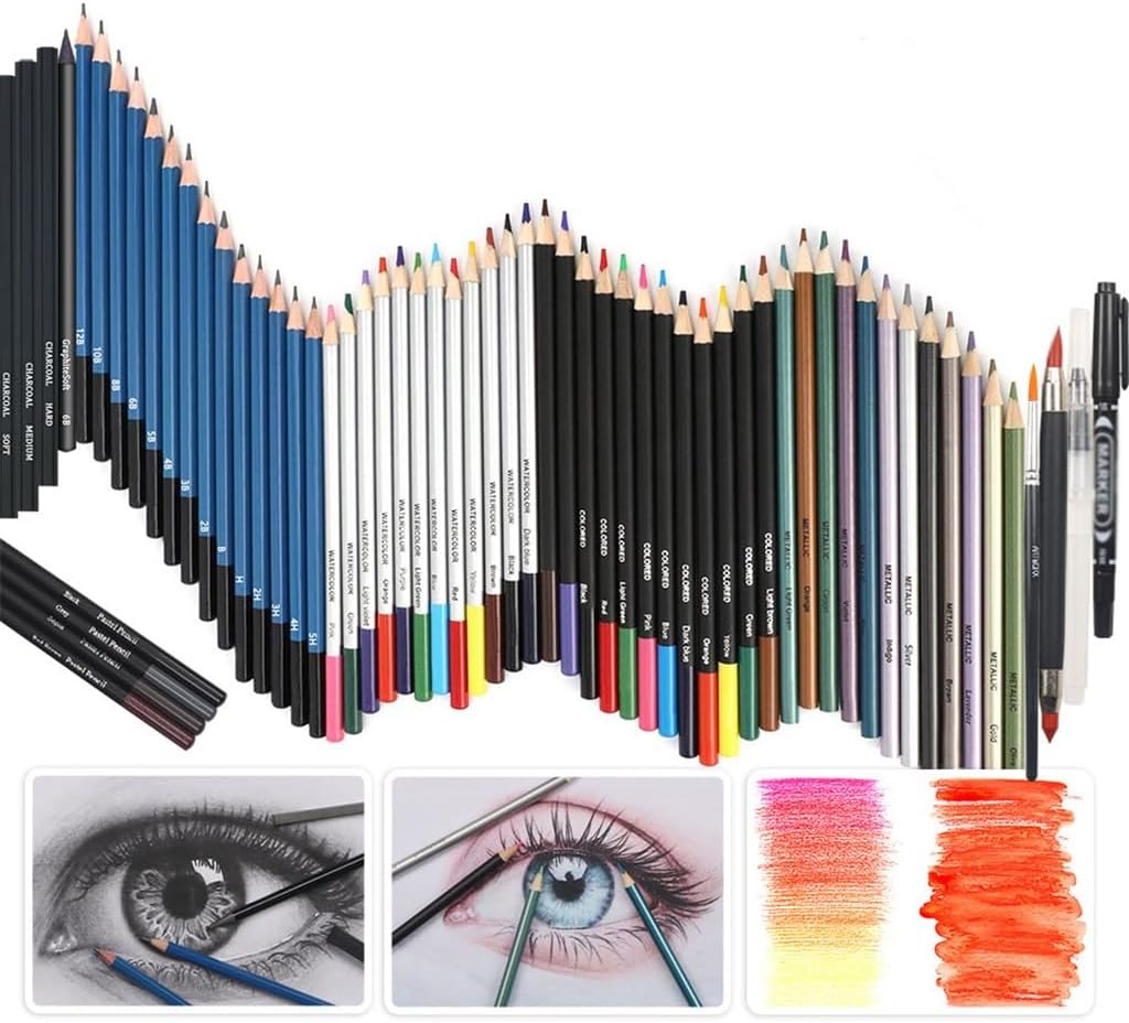 83 Pieces Sketching Color Pencils Set Professional Art Drawing Stationery image 5