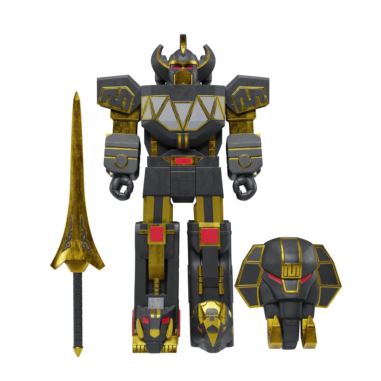 SUPER7 - Might Morphin Power Rangers: Megazord (Black & Gold) Reaction Figure,6” tall