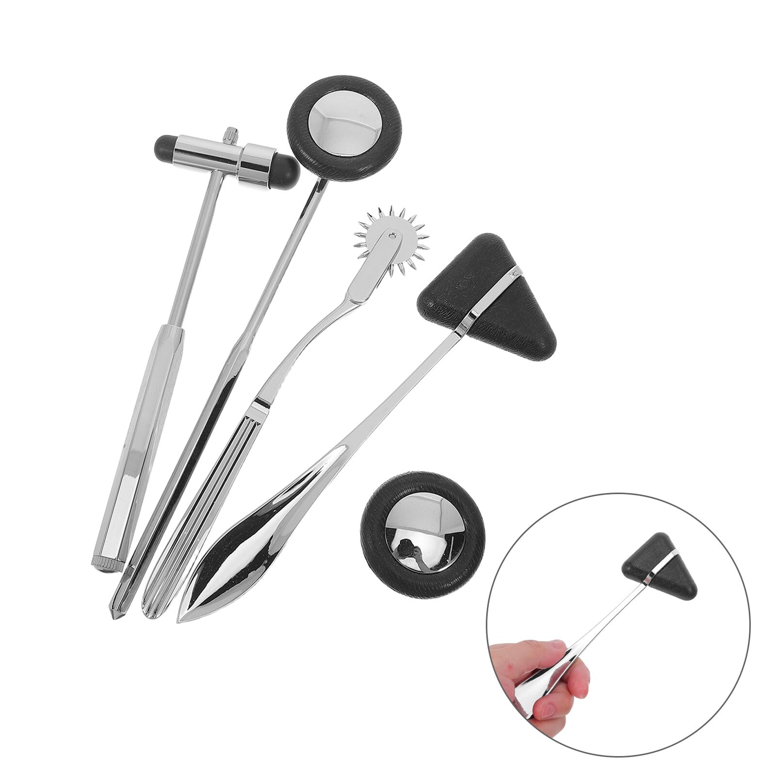 Set di Martelli Medici Diagnostici 5 Pezzi Neri Impugnatura Ergonomica Strumenti per Test Neurologici Portatili per Studenti e Professionisti Clinici
