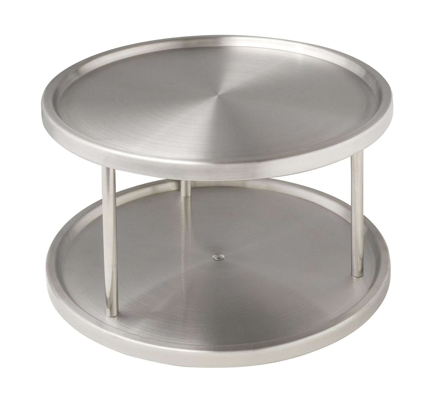 WENKO Piatto girevole in acciaio inox Duo - 2 superfici girevoli, Acciaio inossidabile, 26.5 x 15.5 x 26.5 cm, Argento opaco