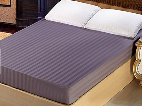 Miniatura 3 de Lasin Bedding Sábana bajera de lujo, súper suave, 100% algodón, a rayas, tamaño King de 78.0 x 79.9in, caída de 11.8in, color verde