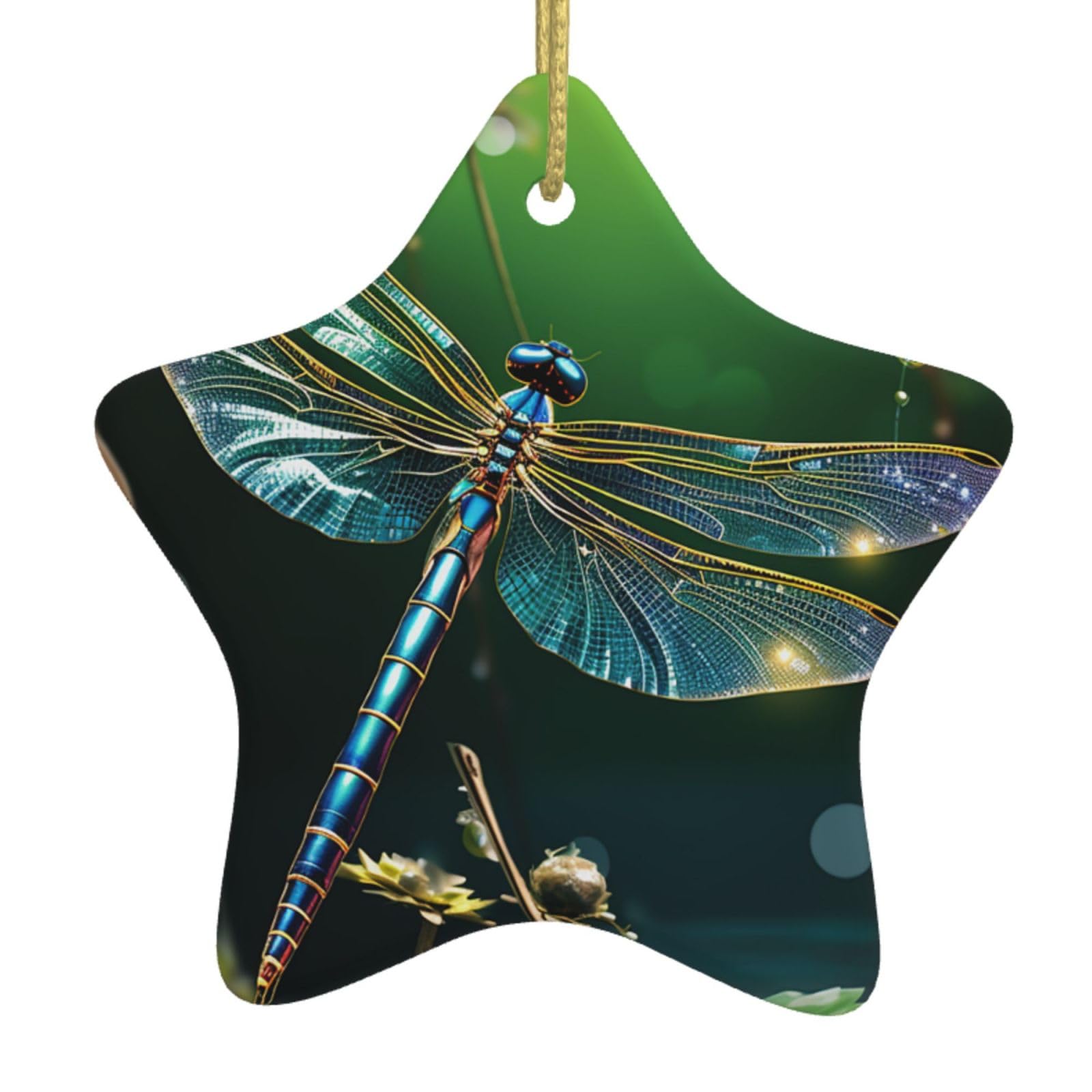 Fodpand Women's White Dragonfly Green Christmas Ornaments 2025, Gift Exchange For Men, Collectible Ceramic Ornament Star Hanging Ornaments For Christmas Tree Decoration