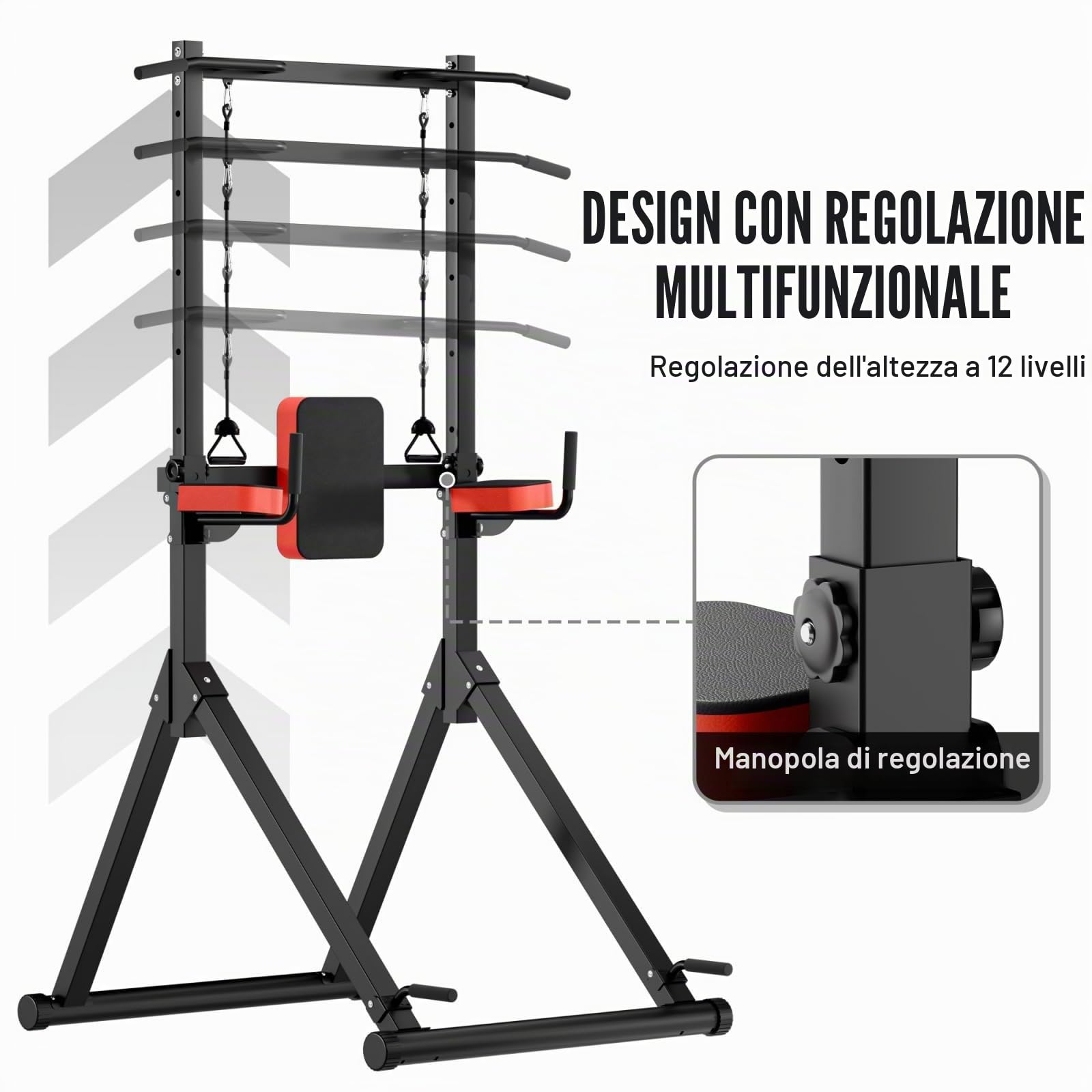 All-in-One Power Tower Dip Station Pull Up Bar Freestanding Multi Function Power Station Home Strength Training Tool Height Adjustable Full Body