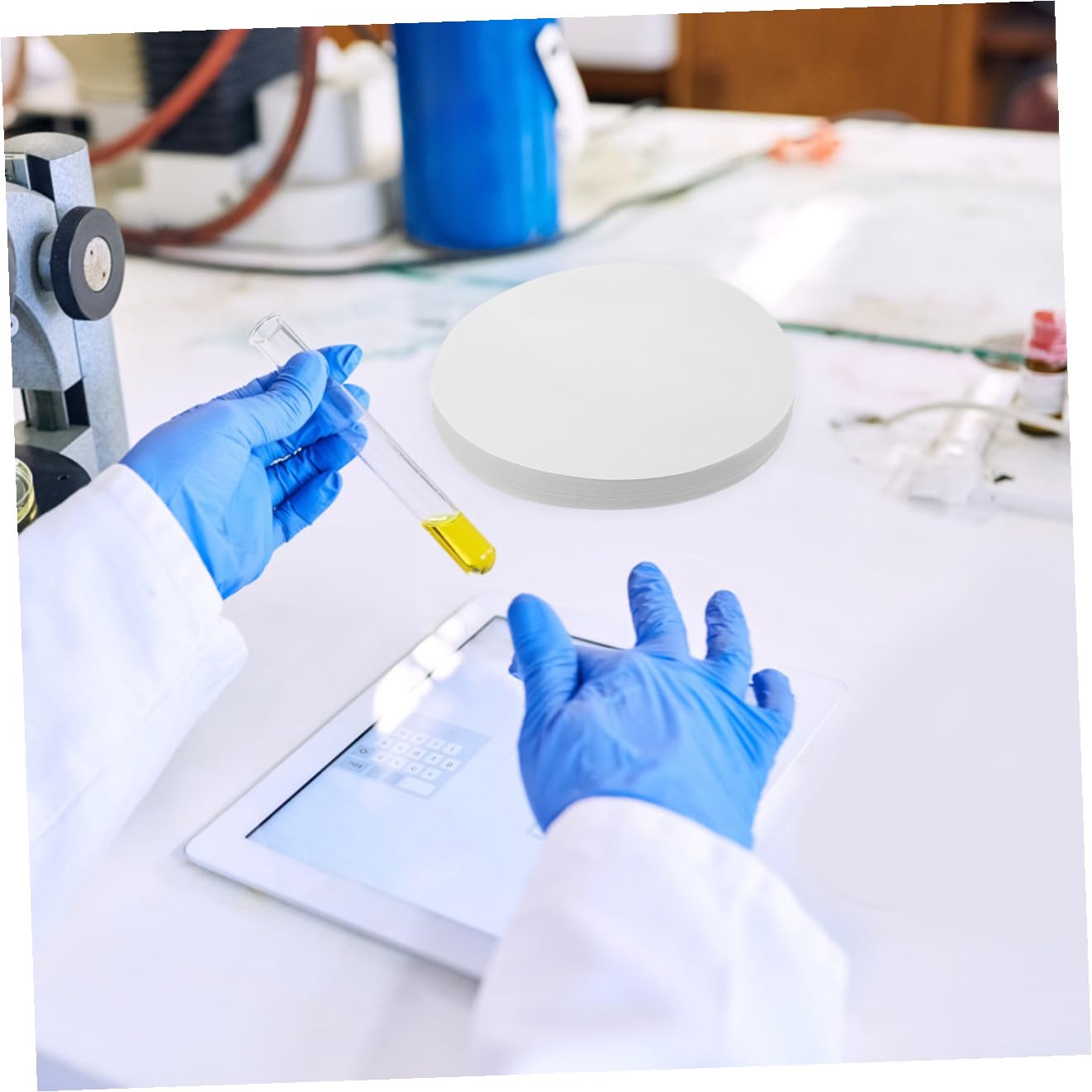 STOBAZA 100 Piezas Papel de Filtro Cualitativo Flujo Medio Unidades para Laboratorio Química