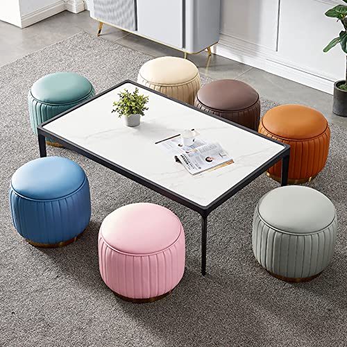 Tabouret de salon rembourré cuir avec base acier pour assise table - 5