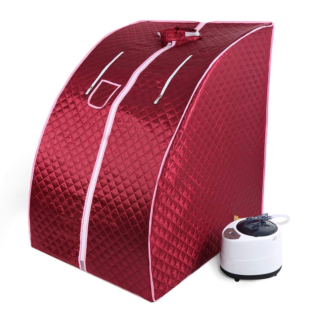 HUOLE Sauna Cabina pieghevole 1,8 l portatile telecomando 9 opzioni timer vapore ultra sottile 98 x 80 x 70 cm