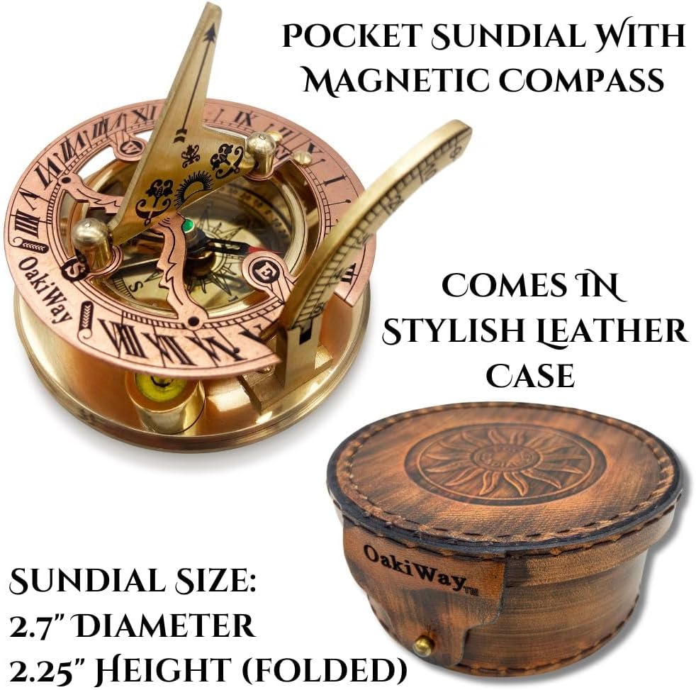 God's Path Compass & Brass Sundial Compass Bundle - Inspirational Gift Set for Men, Nautical Decor, Functional Outdoor Navigation Tools, Perfect for Graduation, Anniversary, and Religious Gifts
