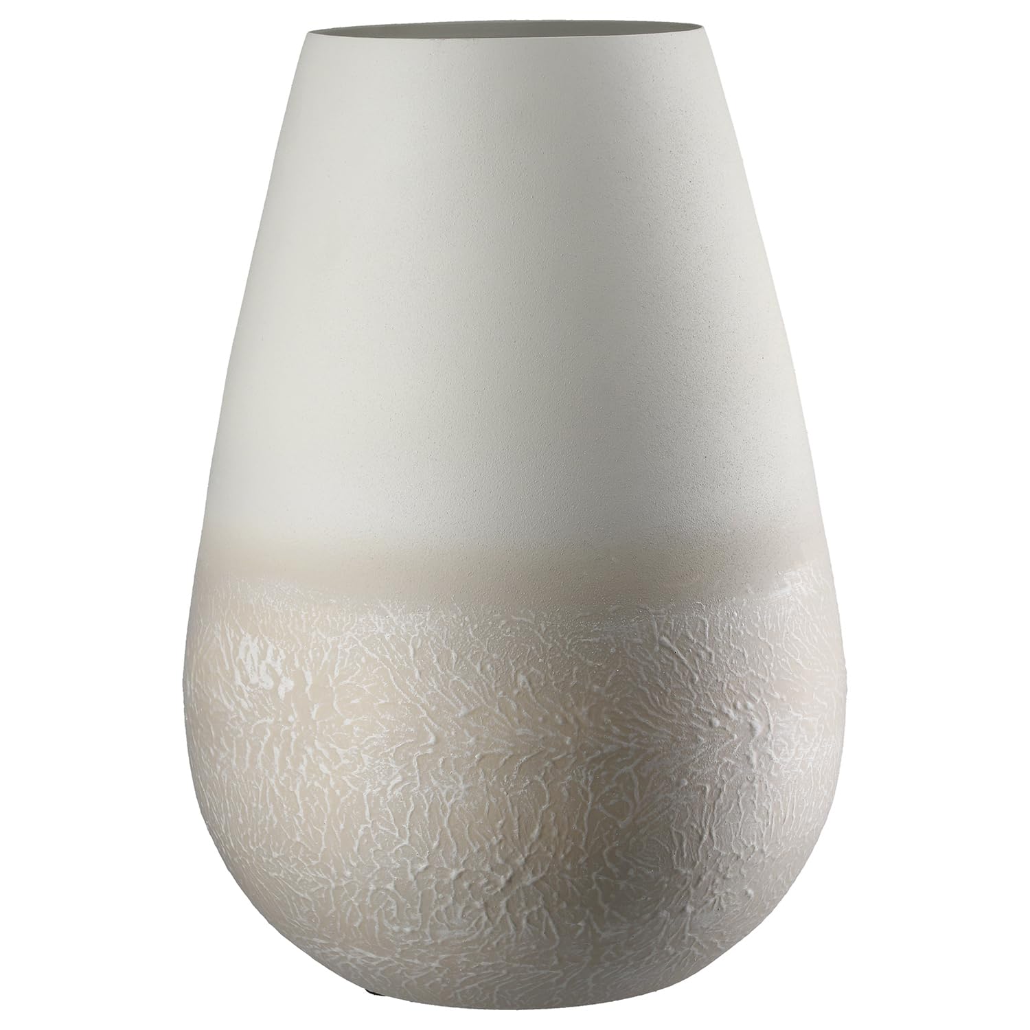 GILDE Echo Vase Metal Beige Matt Textured Height 33 cm x Diameter 33 cm Waterproof Decorative Vase