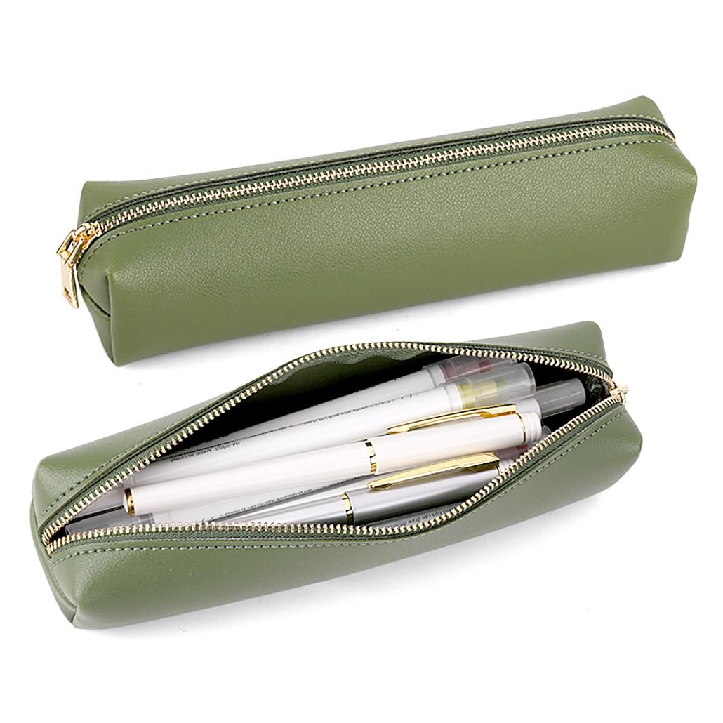 iSuperb Pencil Case for Girls Large Pencil Cases Boys Aesthetic Pen Case Double Zippers Pencil Box with Grip Handle Oxford Cloth Pencil Bags Stationery Storage Pouch Office Supplies (Green) - Image 2