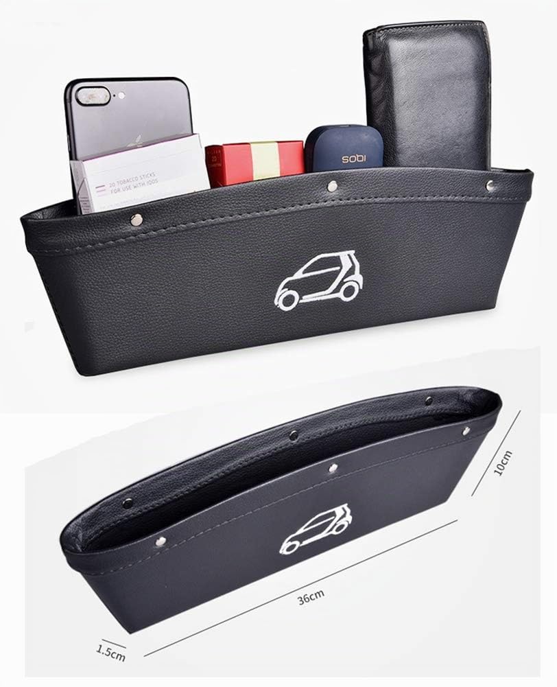 Consola Central Caja De Almacenamiento Smart 453 Fortwo/Forfour 2015-2019, Bolsa De Almacenamiento, Cuero PU (Negro)