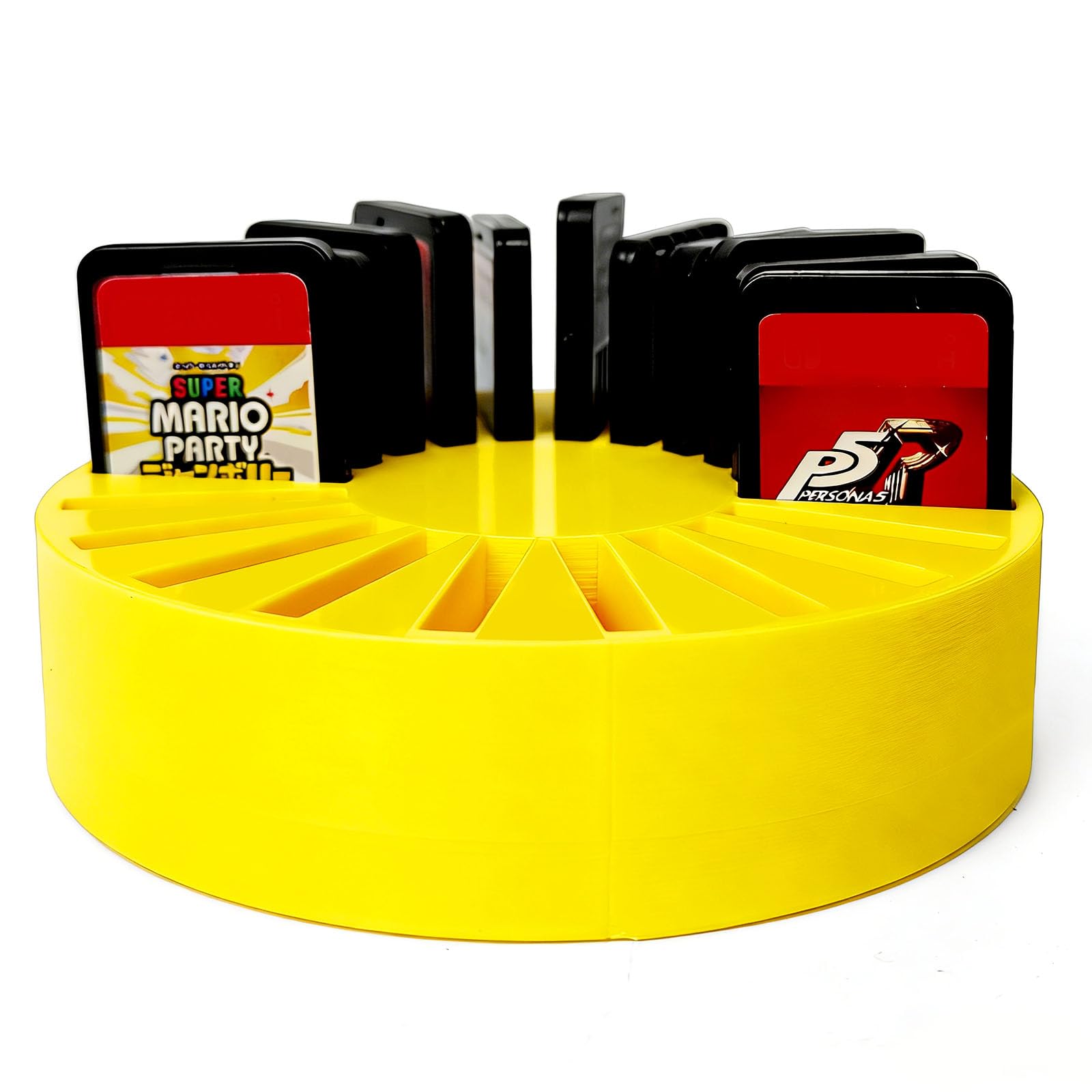 TATMOHIK 20 Game Card Holder for Nintendo Switch 2 (2025), Switch OLED, Switch Lite & Original - Round Storage Stand with 20 Slots, Yellow Game Card Organizer Yellow(Round Stand) 20 Slots