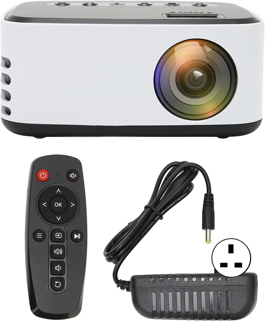 Sorandy Mini Projector Supported Full HD 1080p for Outdoor Movie, Portable Phone Home Theater Compatible with USB TV Stick Smartphone PC Androids, Black and White (UK Plug) (Sorandyiwnp7msh0d-13)