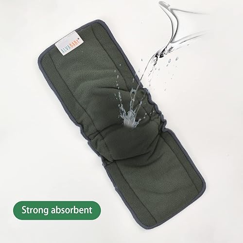 Miniatura 3 de ALVABABY Paquete de 6 insertos reutilizables de 4 capas con refuerzos para pañales de tela para bebé y pañales de tela 6FLN 6 piezas de insertos de