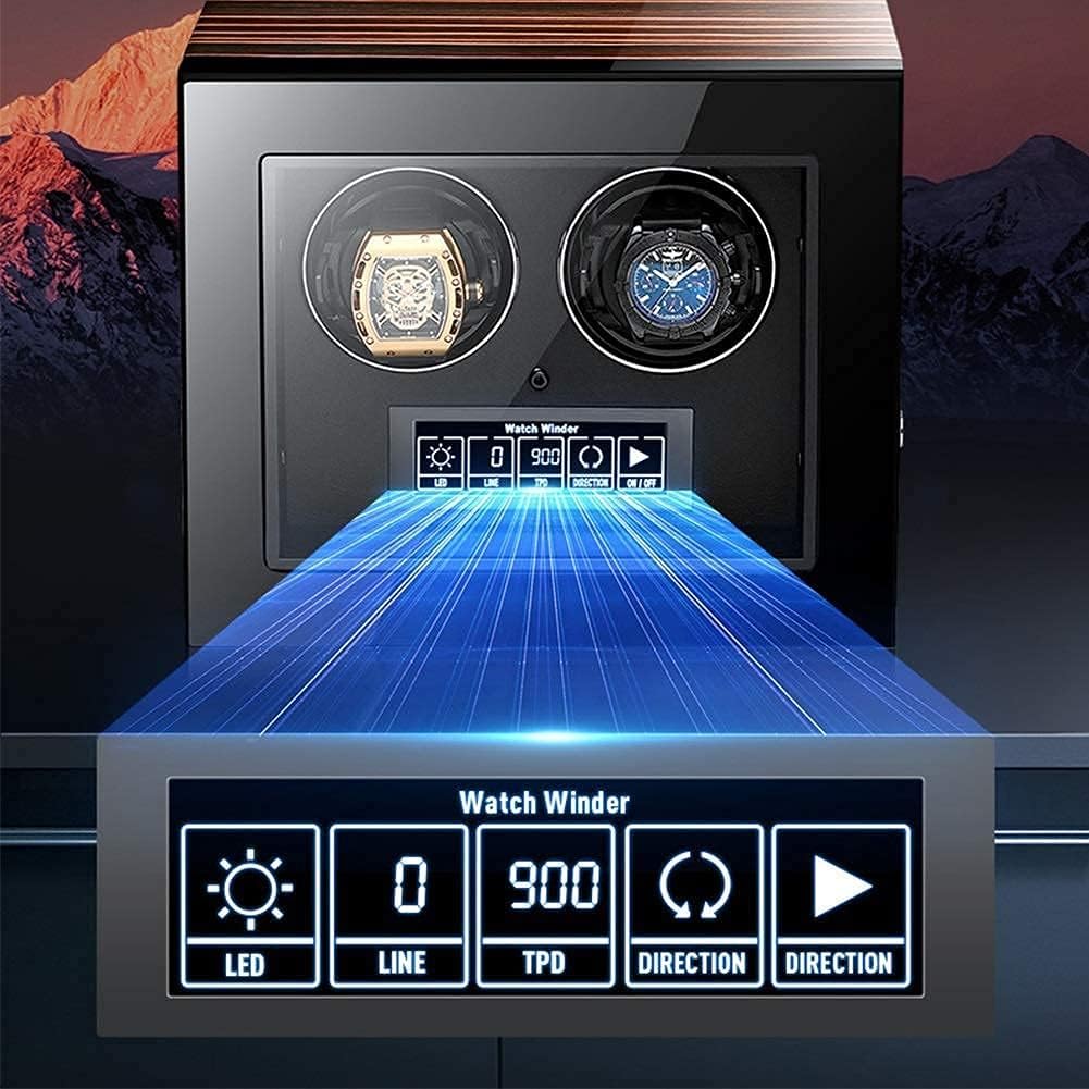 Watch Winder for Automatic Watches LCD Touch Screen Display with Remote Control Wood Shell Piano Finish Quiet Motor Beautiful Home ()