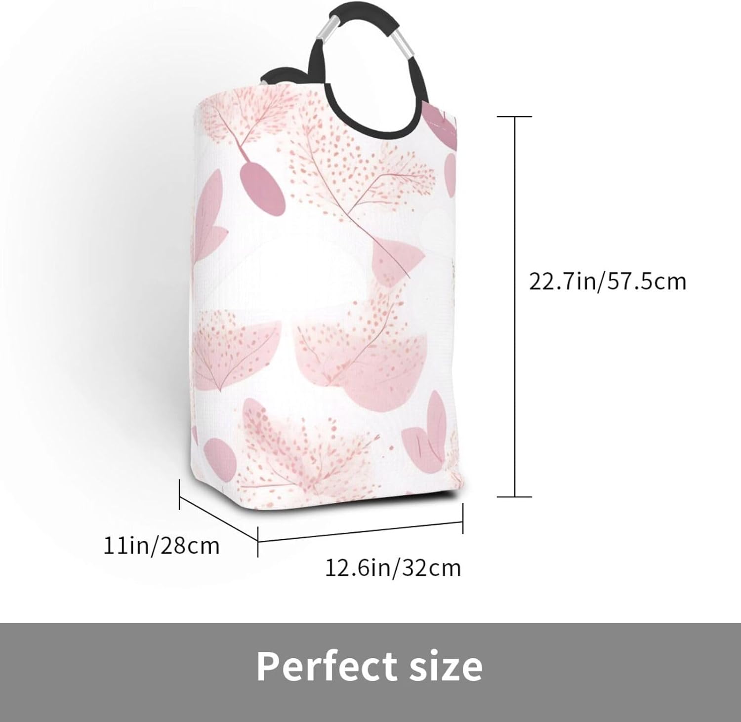 Hand-painted floral line pattern Foldable storage bag, 50L capacity, suitable for laundry room, dormitory bedroom, dirty clothes storage basket.