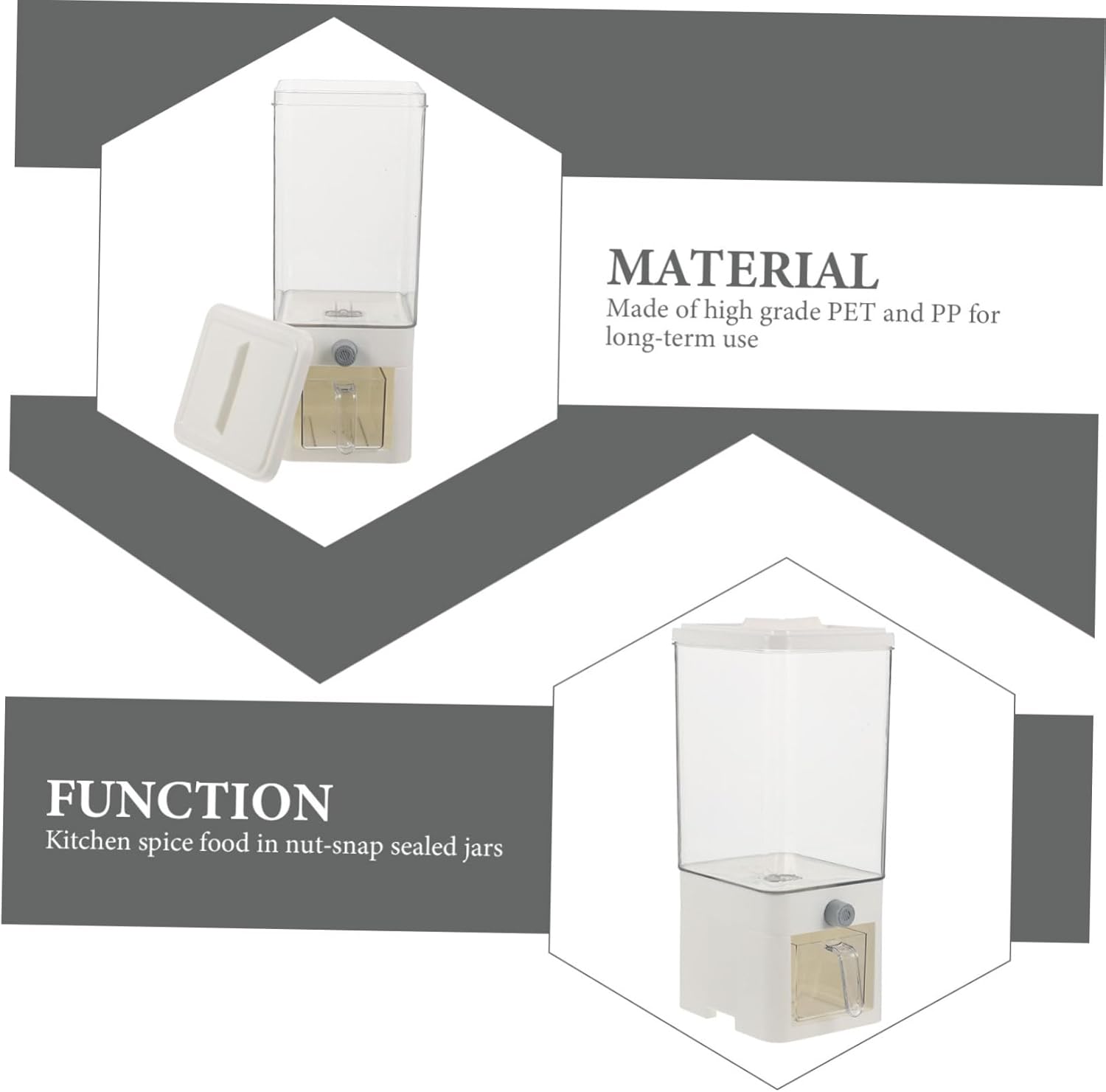 KICHOUSE Rice Holder Dispenser Airtight Cereal Storage Container for Rice Grains and Beans Elegant White Design for Kitchen Countertop Organization and Easy Dispensing