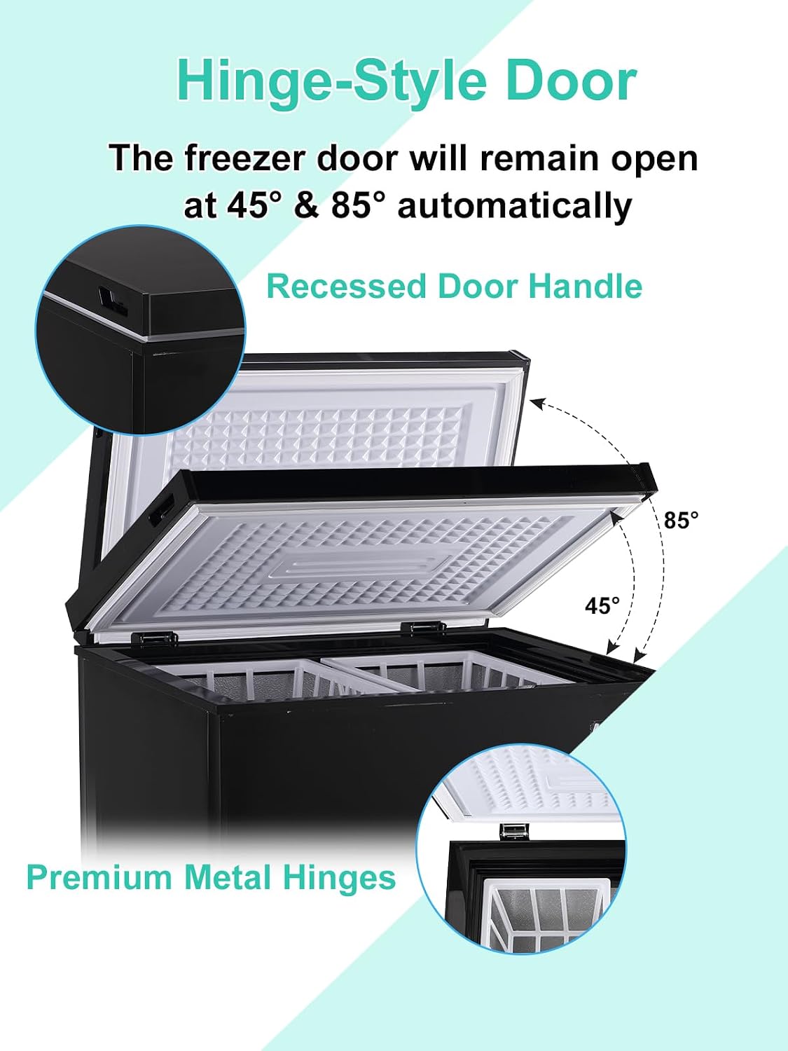 Krib Bling 7.0 cu.ft Adjustable Thermostat Mini Chest Freezer with Removable Storage Basket for Kitchen Garage Basement Black