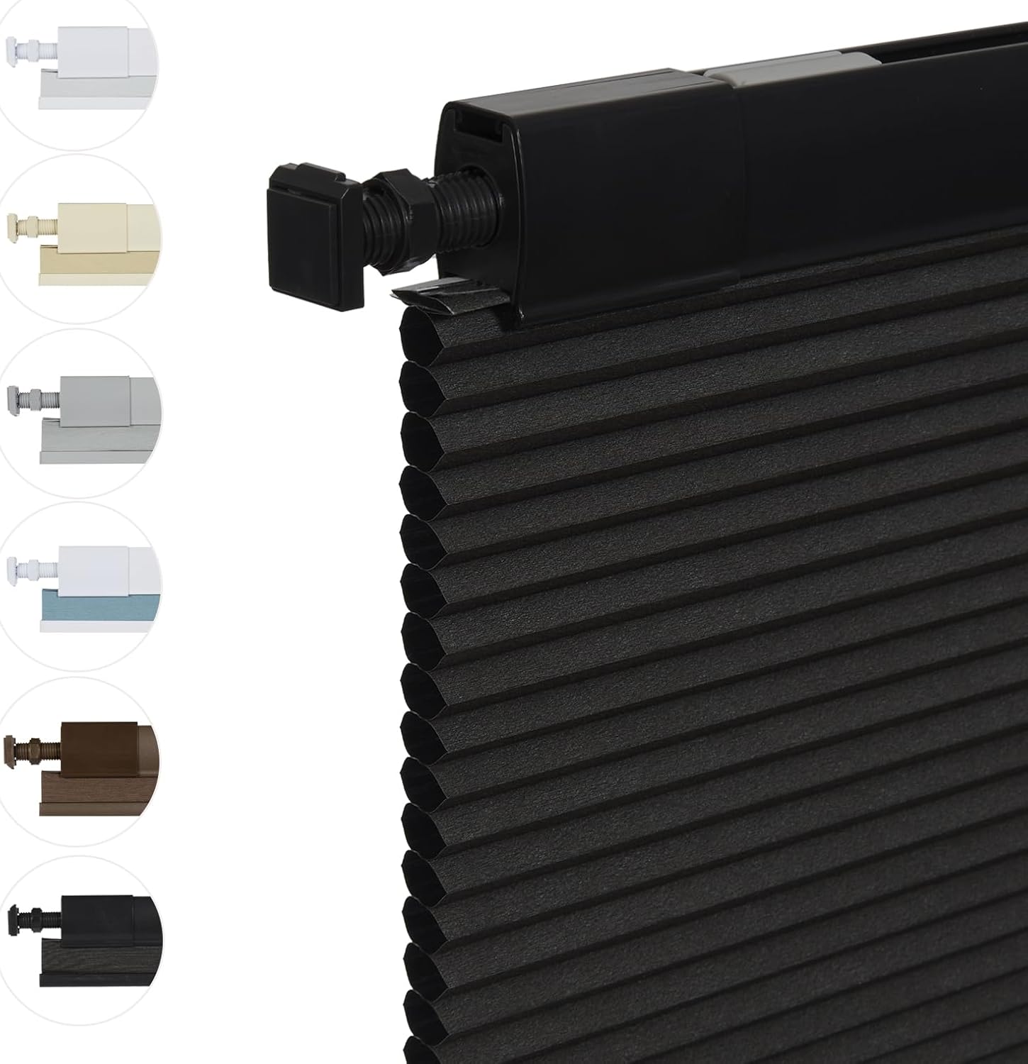 Persilux No Drill No Tools 100% Blackout Cellular Shades Cordless Window Blinds, UV Protection Privacy 1" Cell Honeycomb Shades Bottom Up Cellular Blinds for Windows Bedroom (40" W X 80" H, Black)