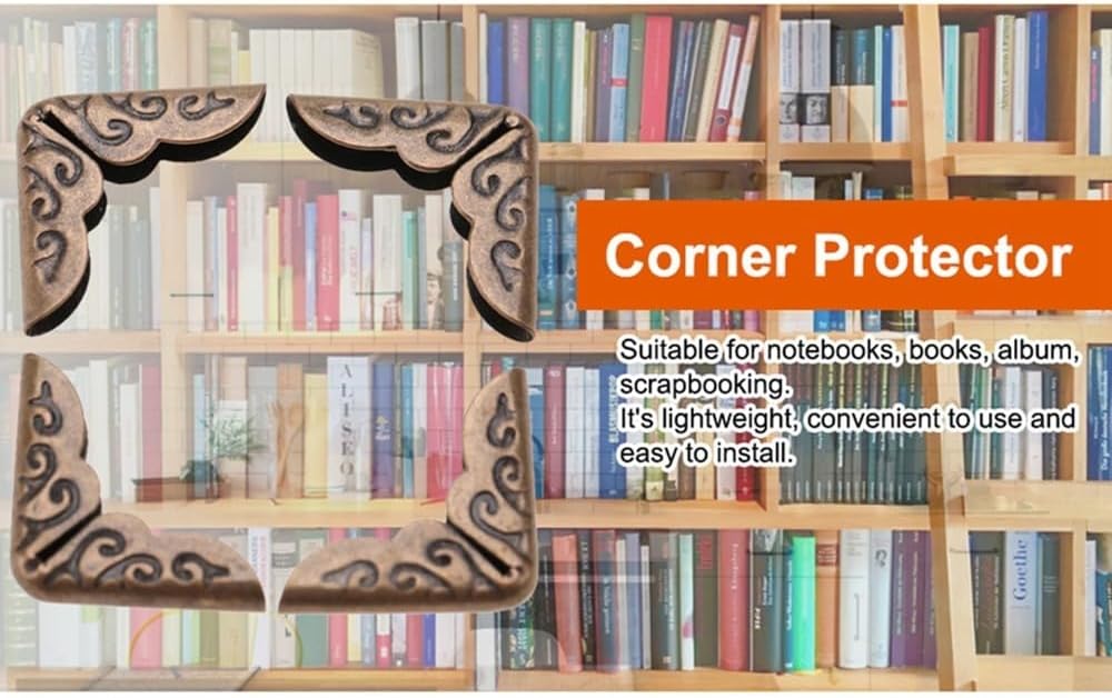 Chiffonade 50Pcs Iron Book Corner Protectors - Scrapbooking Photo Mounting Corners Book Albums Menus Notebook Folder File Corner Protectors(Bronze)