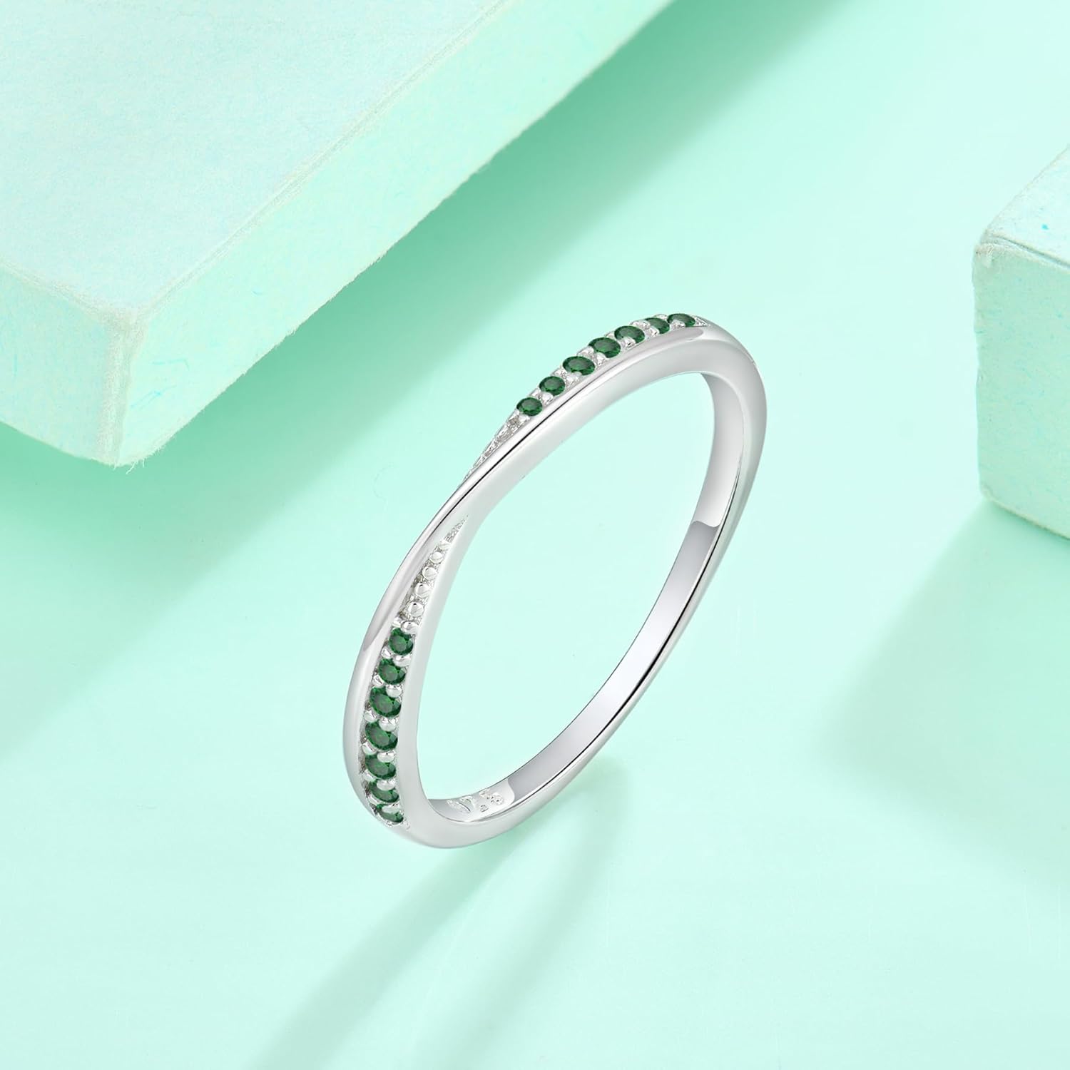 Stackable Wedding Band 925 Sterling Silver Promise Rings Engagement Anniversary Half Eternity Ring Birthstone Jewelry Gifts for Women Size 5-10 - Image 5