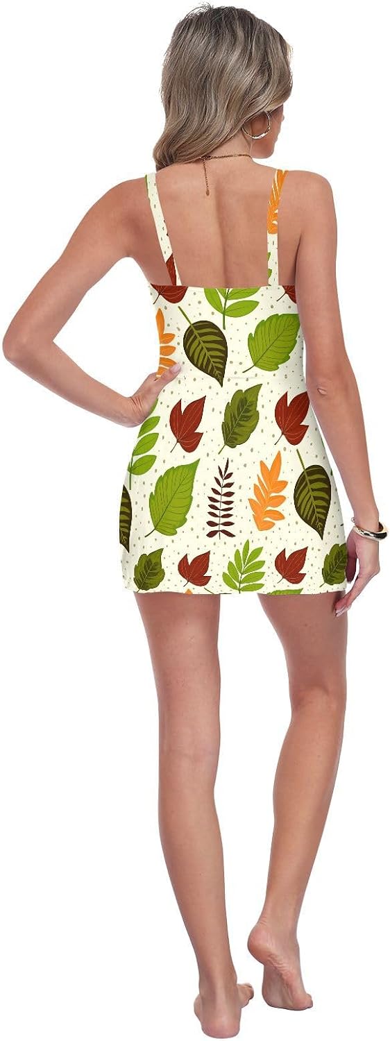 Summer Plant Yellow Women's One Piece Swimsuits Tummy Control Bathing Suits S A2302908