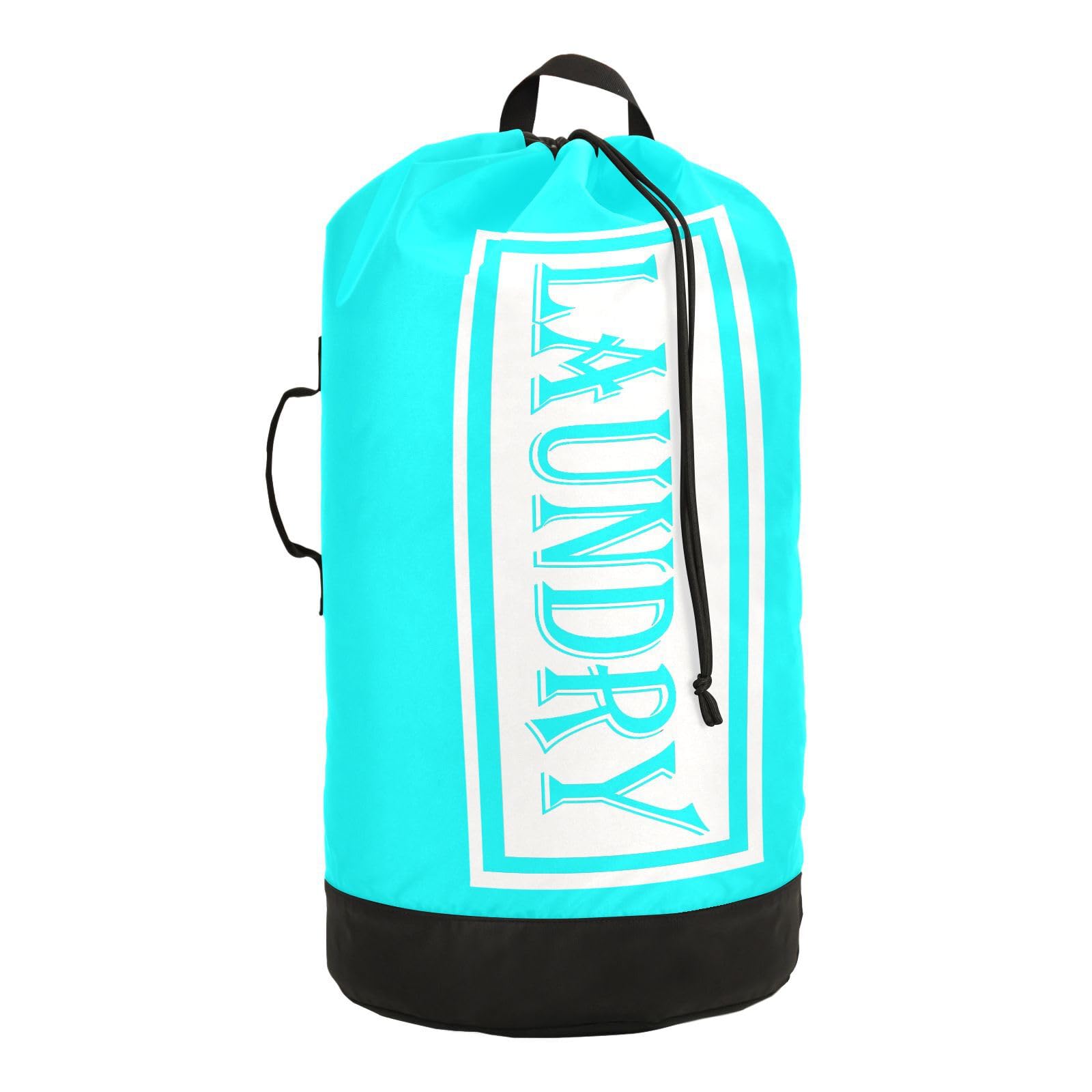 Lake Blue Nylon Travel Laundry Bag for Luggage Dirty Heavy Duty Dirty Clothes Organizer with Drawstring Closure & Shoulder Straps Clothes Hamper Bag