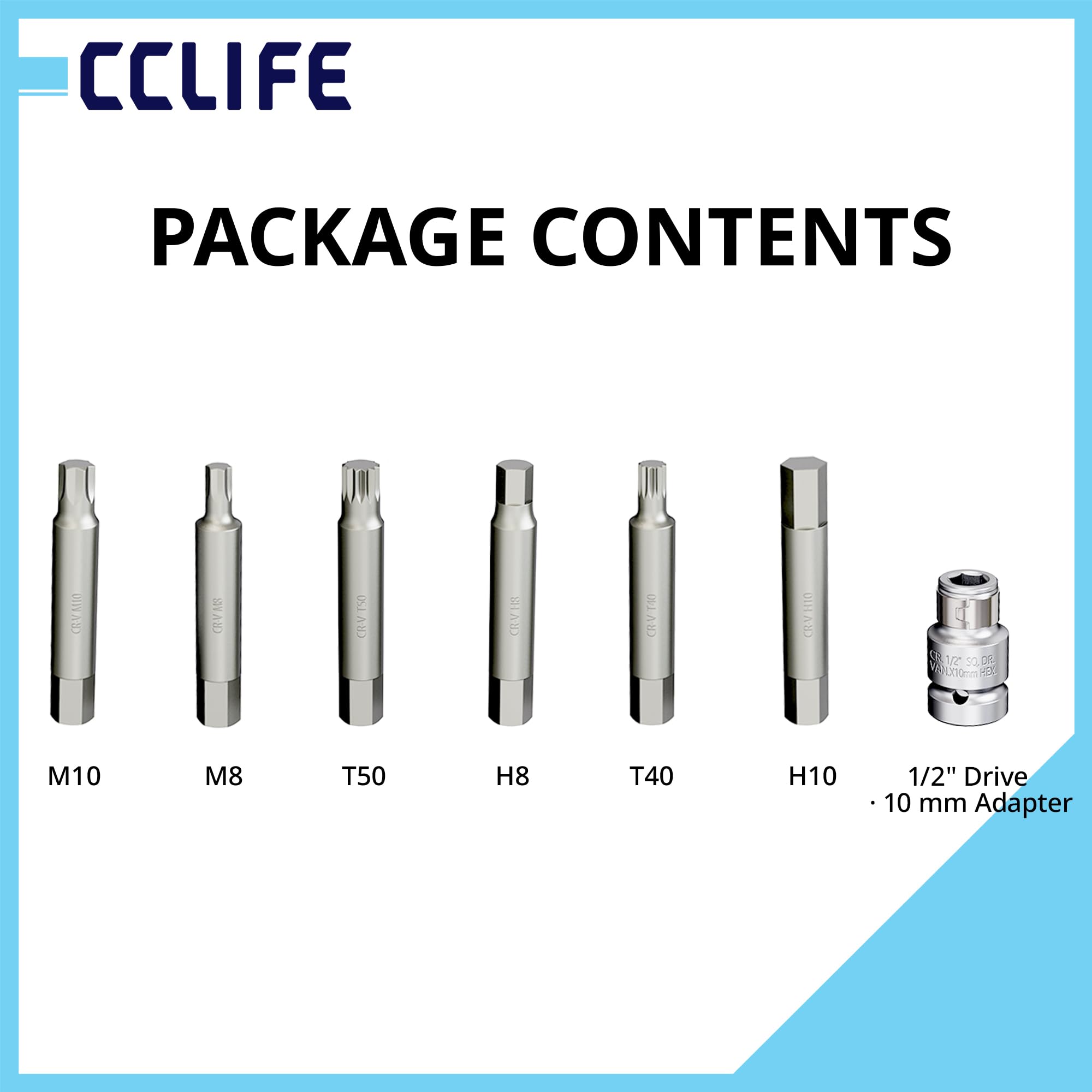 CCLIFE 13-częściowy zestaw narzędzi do alternatorów, ściągacz kół pasowych z T50, M10 i adapterami, napęd 1/2", specjalne narzędzie do montażu i demontażu