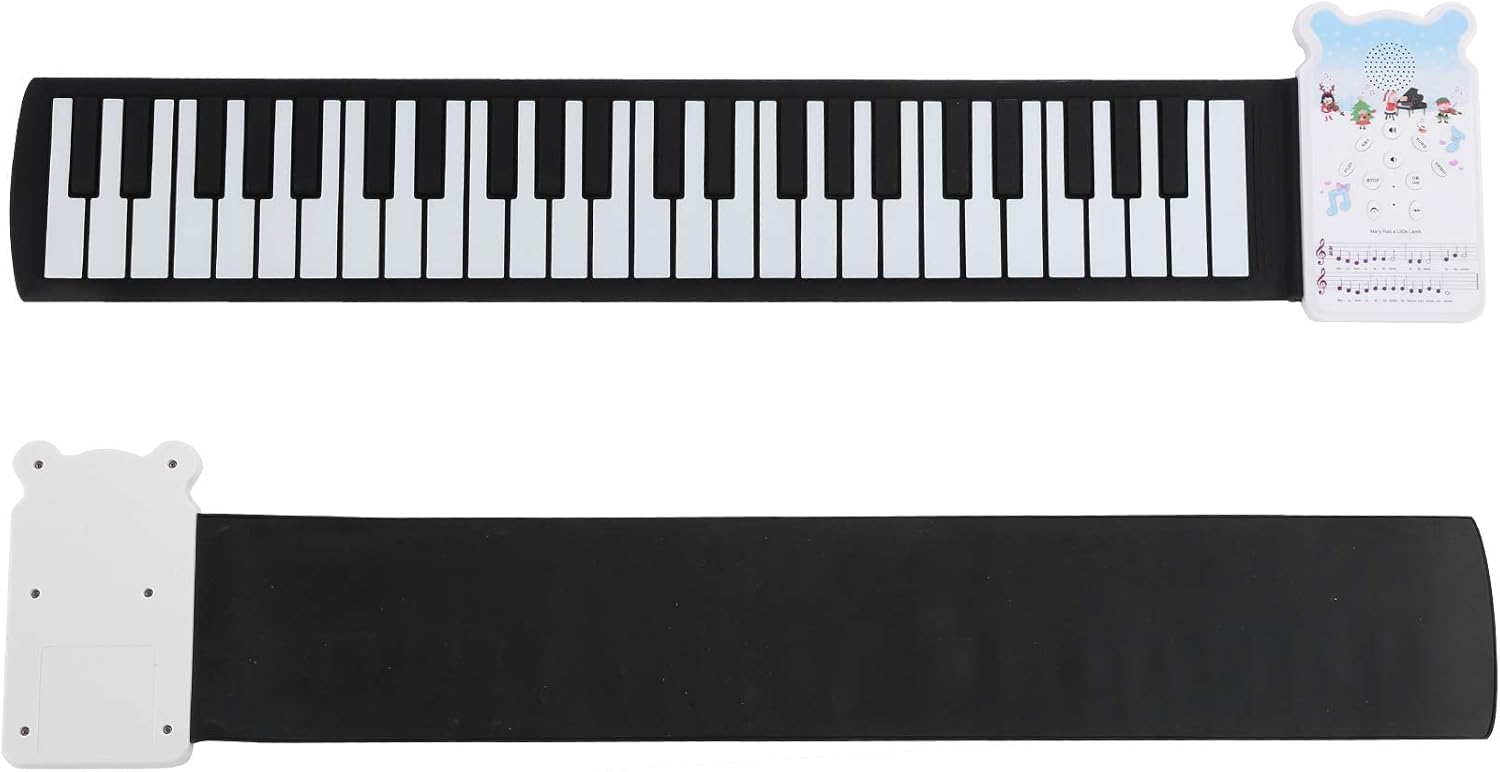 Portable Hand Roll Piano, Built‑In 8 Kinds Of Tones, 49 Key Rechargeable Hand‑Rolled Piano, Portable Flexible Gifts for Home School Kids