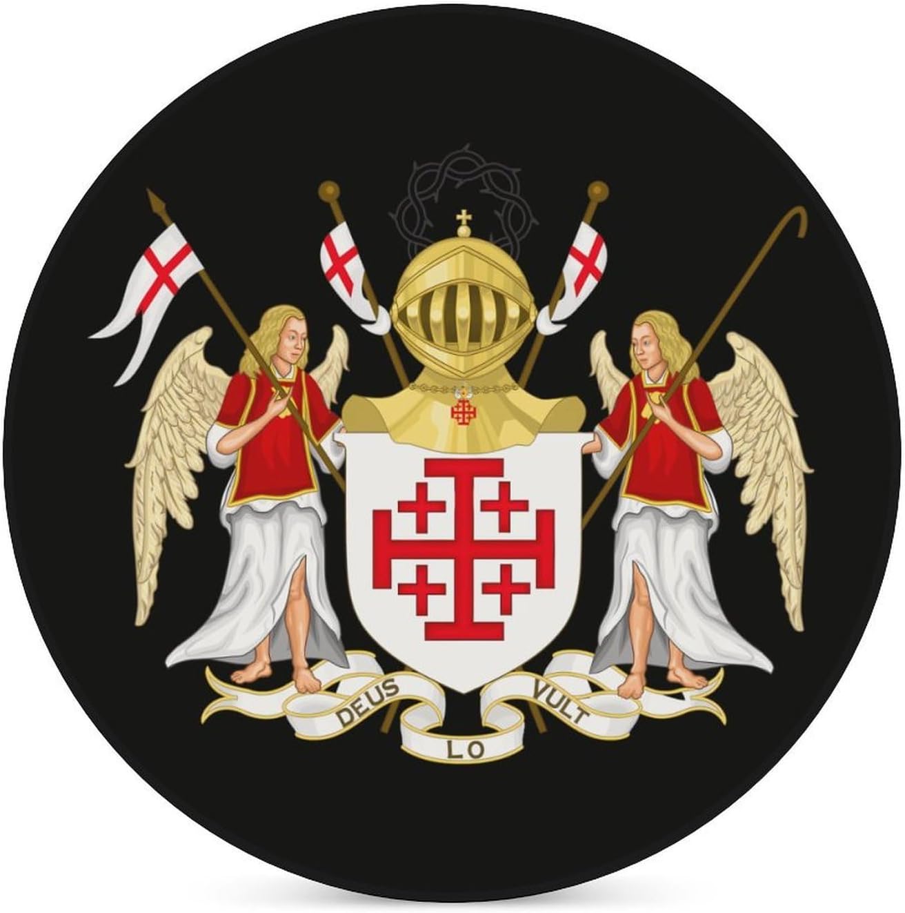 Order of The Holy Sepulchre Round Ceramic Coasters for Drinks Absorbent Cup Holder Tabletop Protector with Cork Base