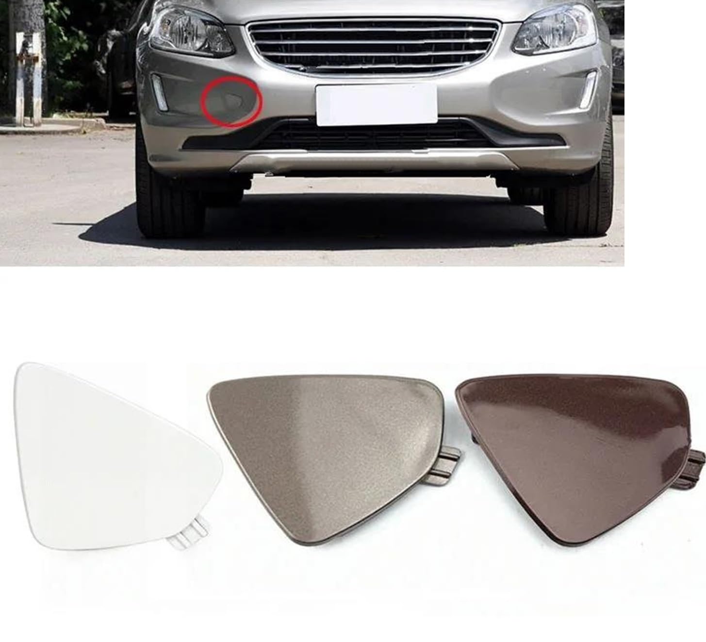 Copertura Occhiello Gancio Traino per Volvo XC60 2014 2015 2016 2017 Cappello di Copertura del Ganci di Traino del Paraurti Anteriore(Bianco)
