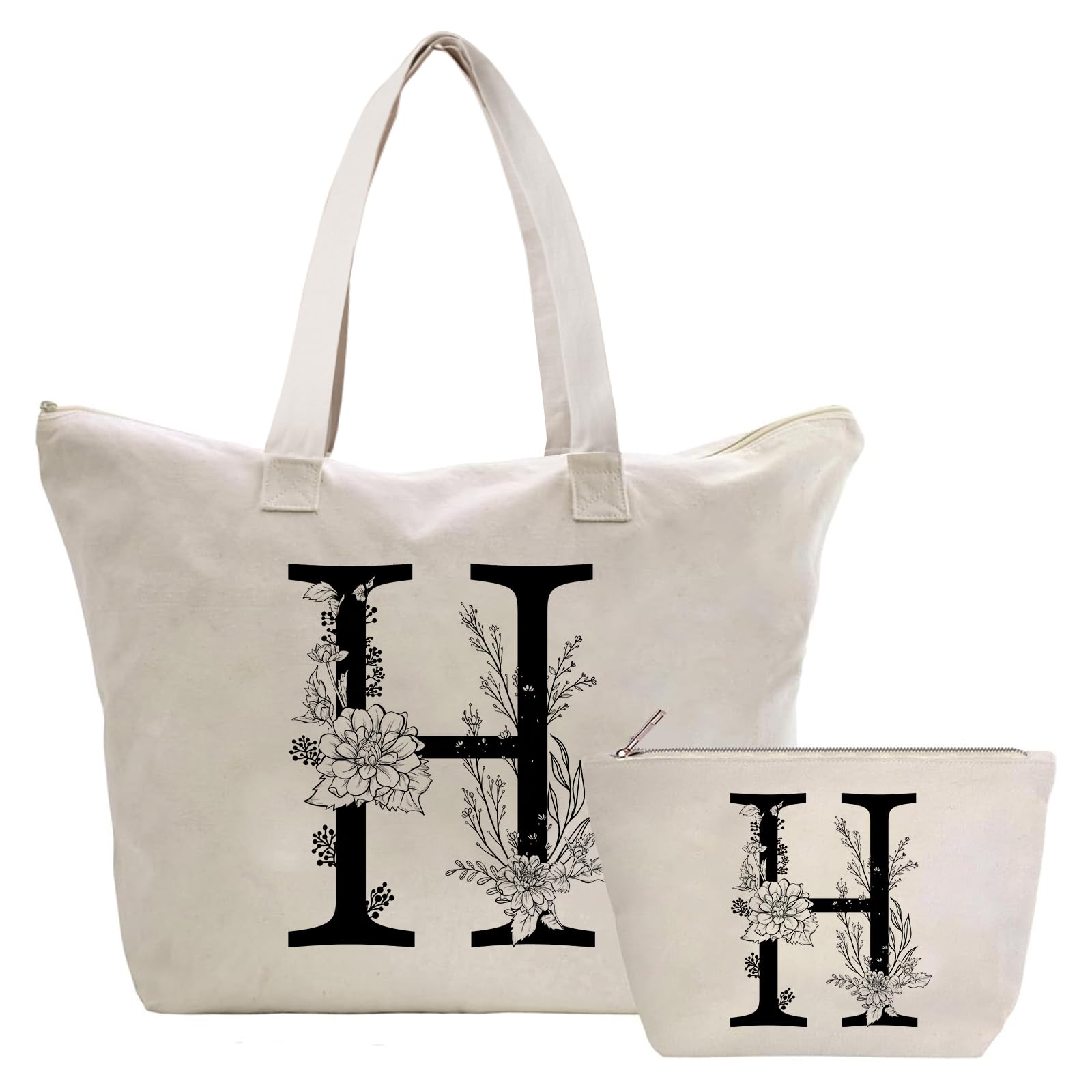 Personalisiert Initialen Tragetasche Canvas, Kosmetiktasche