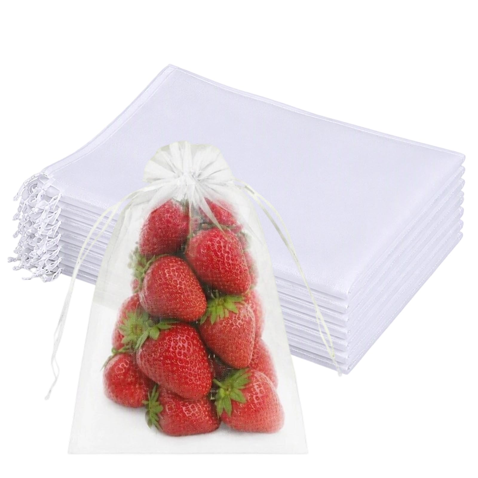 50Pcs Fruit Protection Bags 20x30cm, Reusable Nylon Mesh Bags