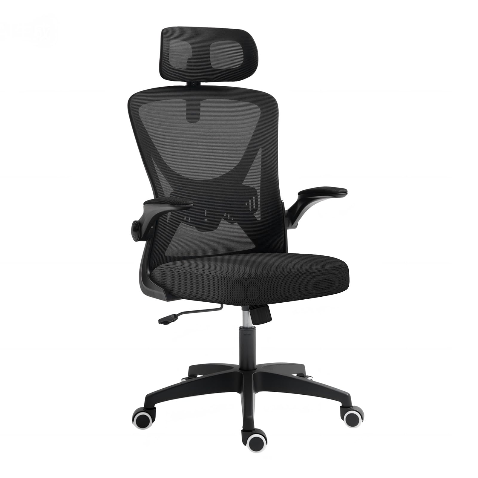 Panana Office Chair Flip-up Armrest Managerial Desk Chair Mesh Back Gas Lift Swivel Chair (High Back Black)