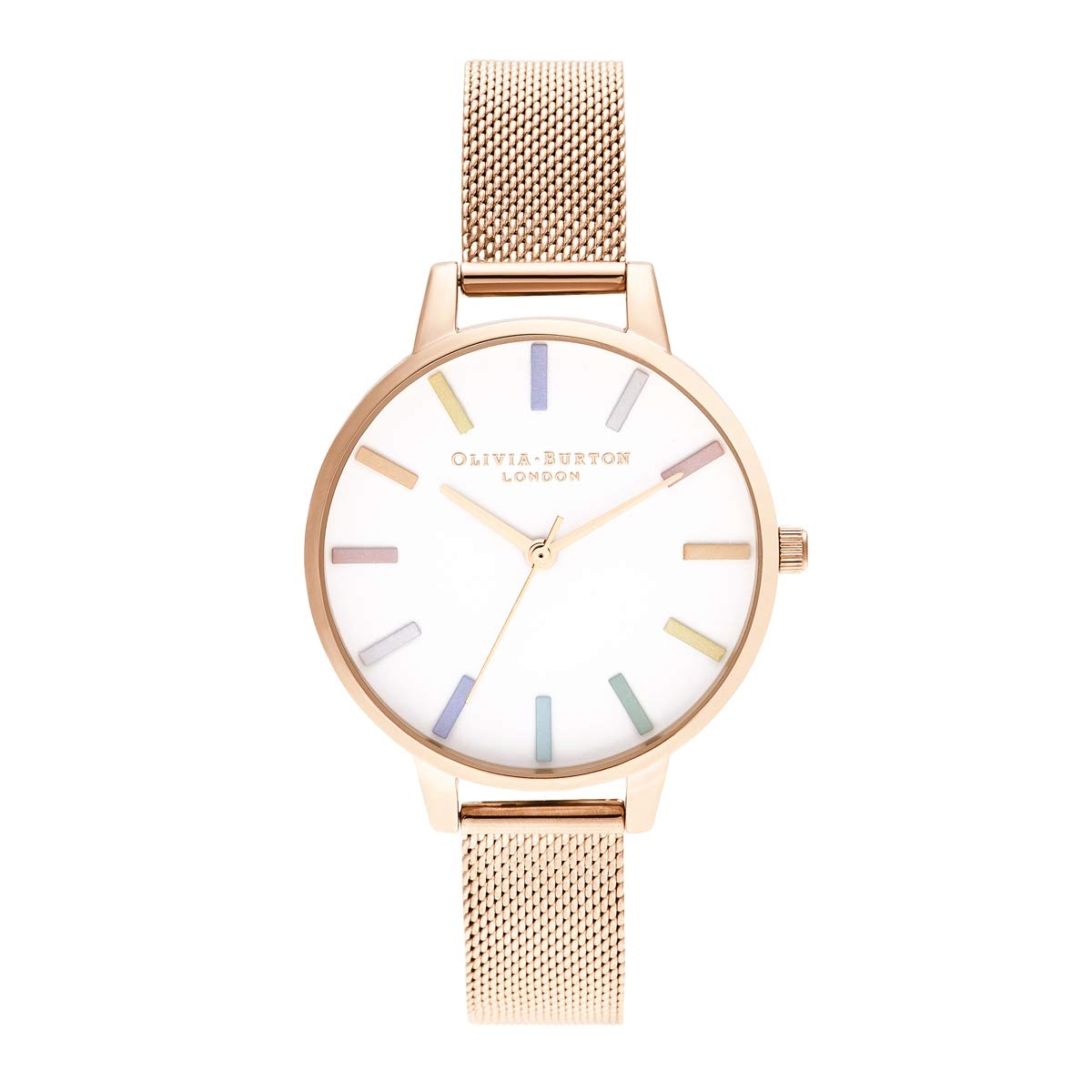 Olivia burton Rainbow Qtz Basic White & Stone Round Dial Womens Watch|Ionic Plated Rose Gold Steel Material|Gold Color Band - OB16RB24 (B084JHBZ3R) Amazon Price History, Amazon Price Tracker