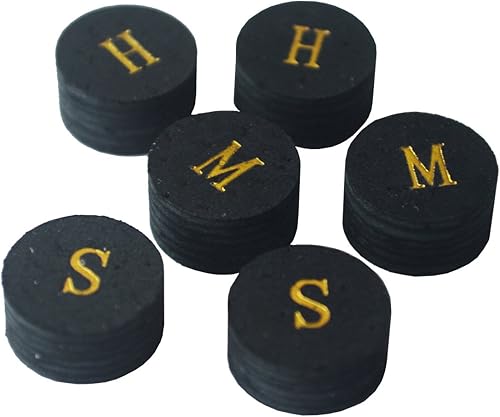 Collapsar 6pcs 0.551 in Negro Múltiples Capa de Piel de Cerdo Piscina Taco Puntas H M S