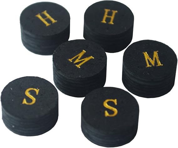 Collapsar 6pcs 14mm Black Multiple Layer Pigskin Pool Cue Tips H M S