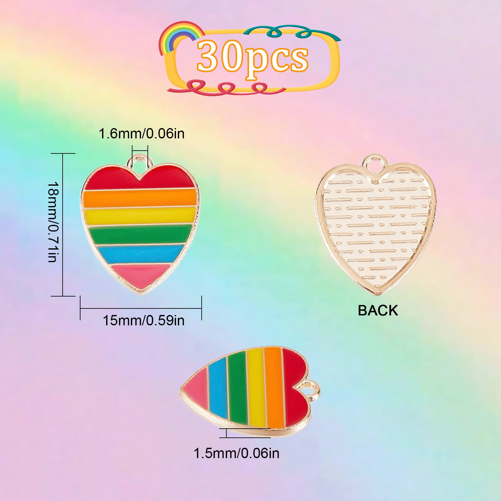 SUNNYCLUE 1 Scatola 30 Pezzi Smalto Arcobaleno Ciondoli Arcobaleno Nuvola Amore Ciondolo per Creazione di Gioielli Ciondoli A Forma di Cuore Nuvola Meteo Ciondolo Orecchino Collana Bracciale Forniture