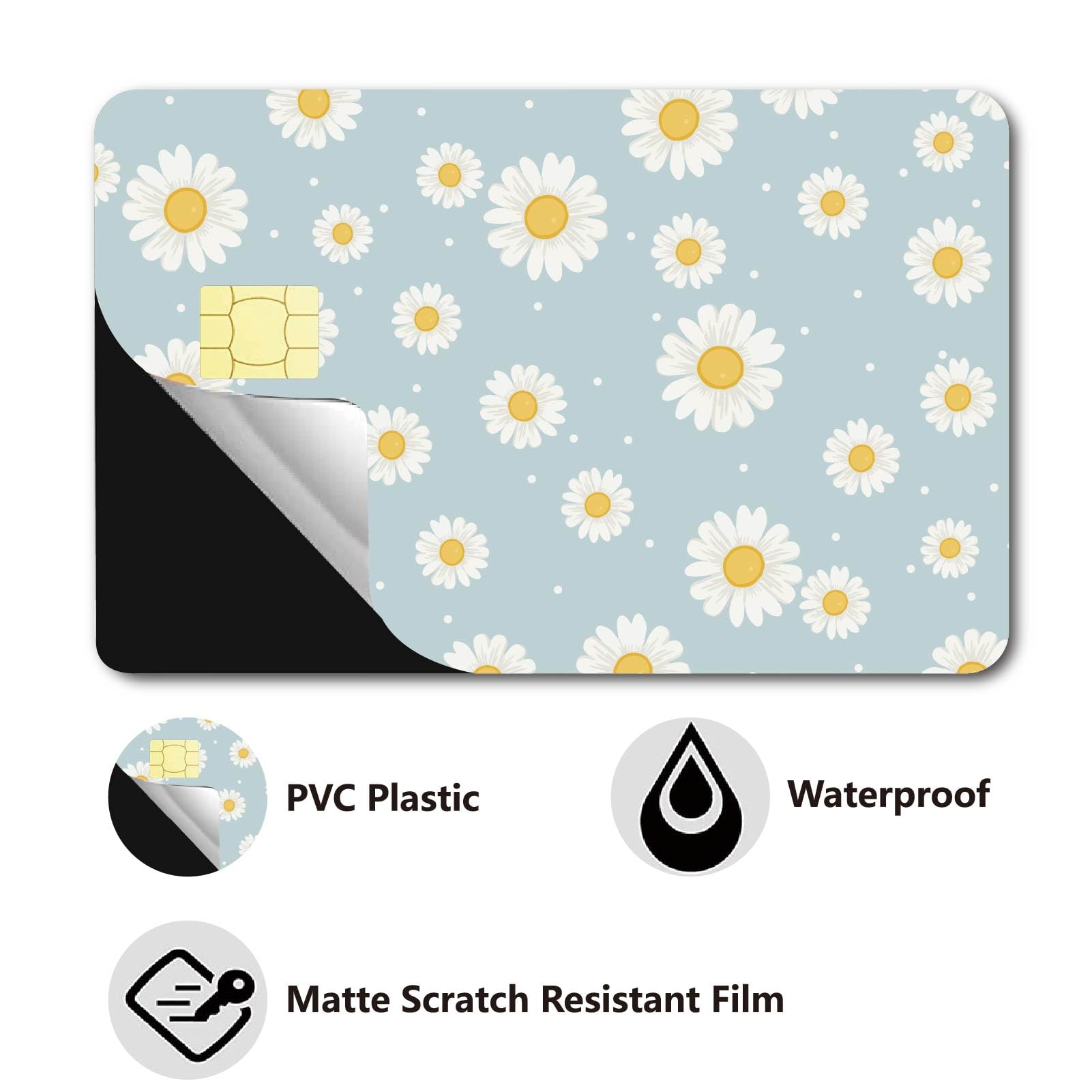 CREATCABIN Adesivi Per Carte Di Credito - Skin Impermeabili Con Stile Margherite, 4 Pezzi - Foto 8