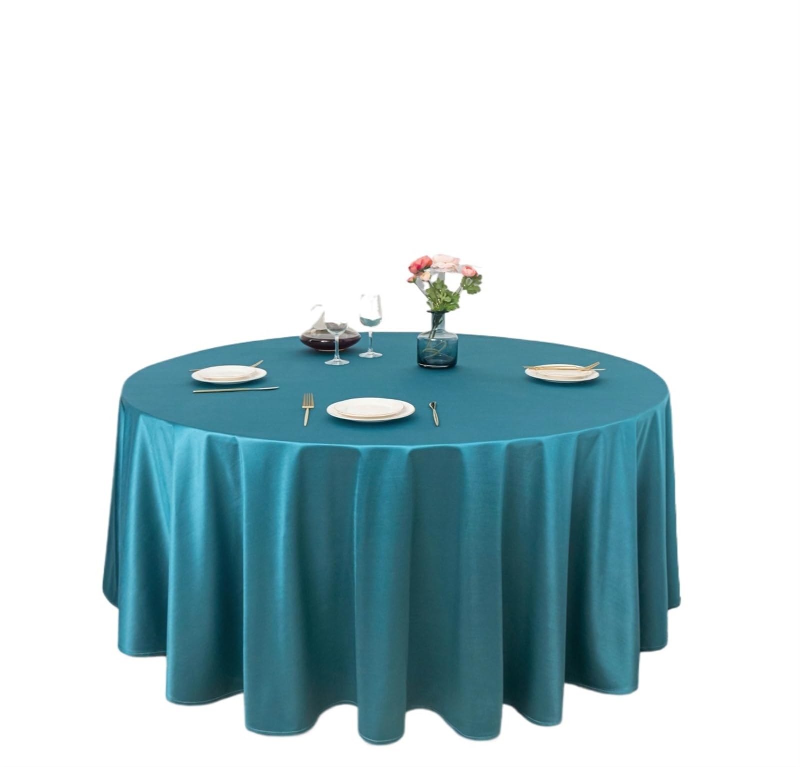Nappe en satin ronde pour vos repas de fête et dîners conviviaux en famille
