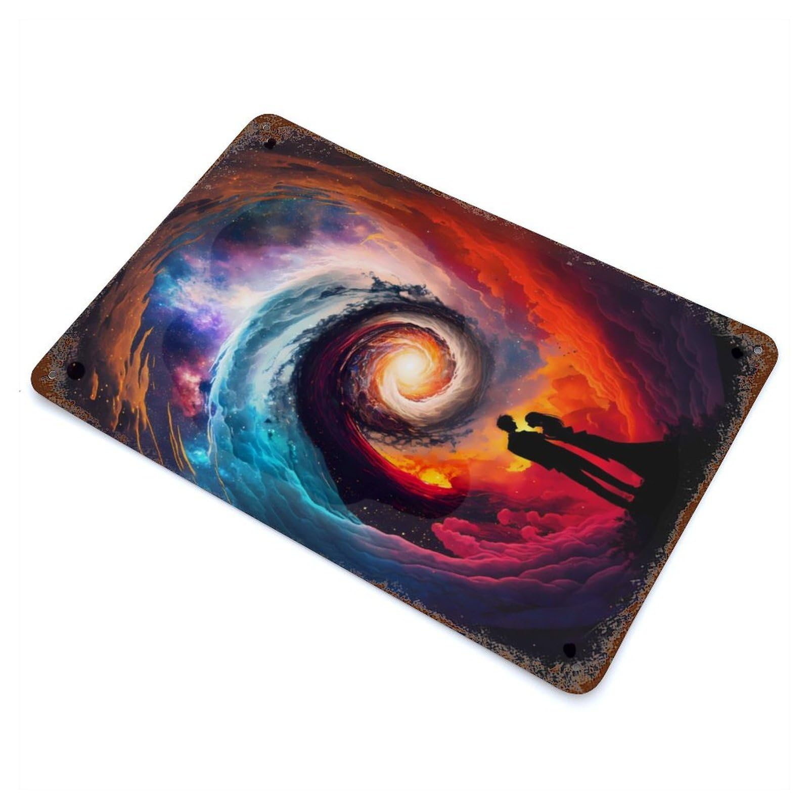 Interstellar Love Story Rust Effect Tin Sign 11.8"x7.9", Ideal for Farmhouse, Kitchen And Entryway Decor