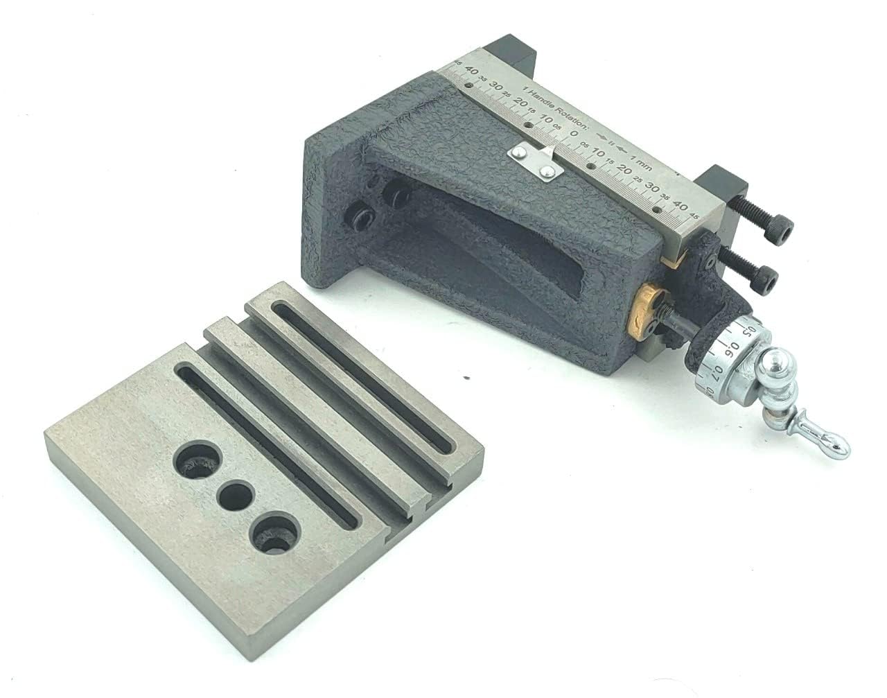 Buyohlic Mini tobogán de fresado vertical con placa base, montaje directo en mini máquina de torno de 7 x 14 pulgadas (tipo fijo con abrazadera))