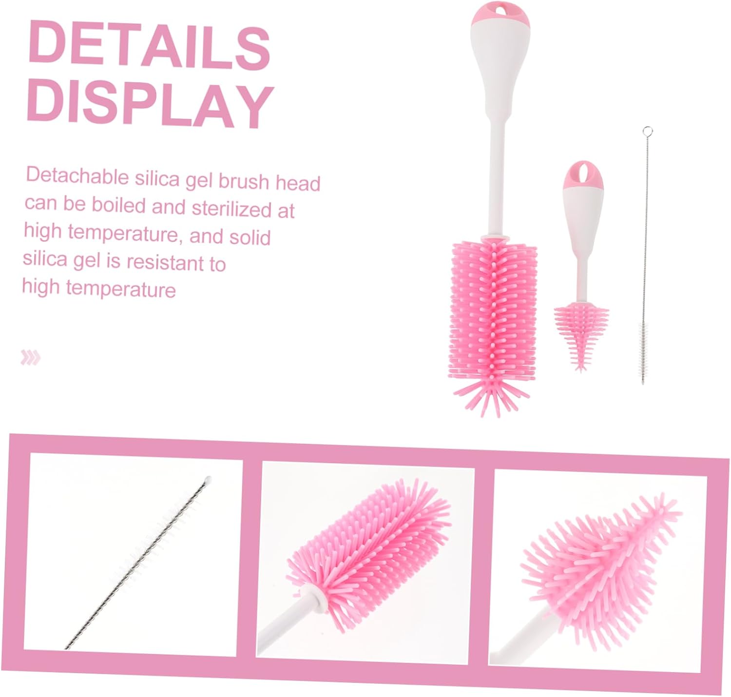 3pcs Bottle Brush Set for Newborn Bottle Months Cleaning Beans Long Handle for Easy Cleaning