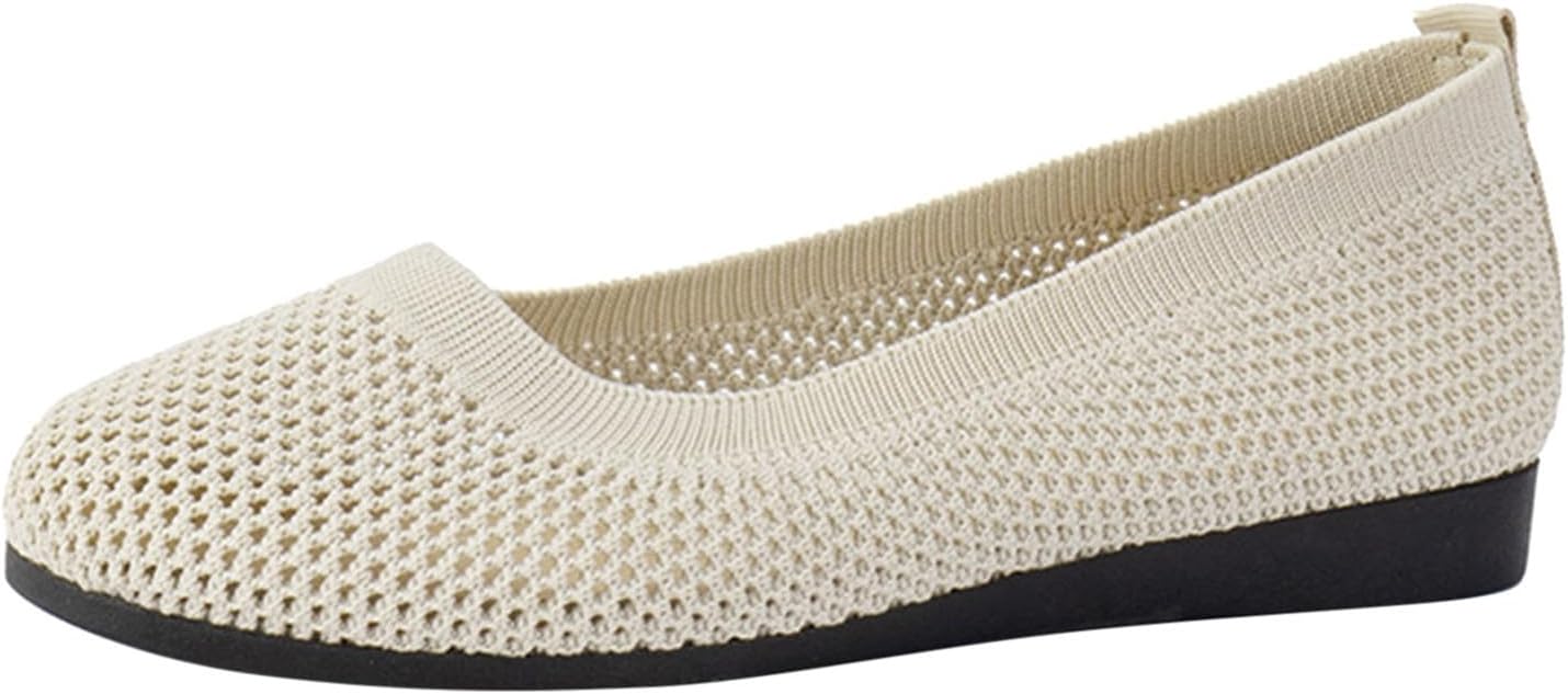 Ballerina Schuhe Damen Strick - Bequeme Flache Slip On Schuhe Für Sommer