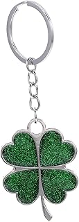 [BESTonZON] シックなグリッタークローバーキーホルダー四つ葉チャームキーホルダーキーハンギングペンダントクローバーキーチェーン財布バッグペンダントクローバーテーマキーホルダー
