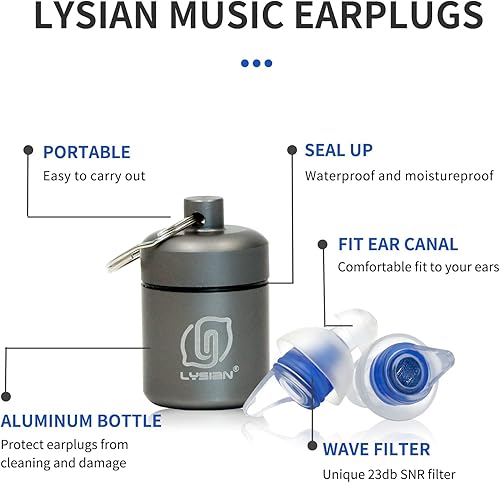 Miniatura 3 de Tapones para los oídos de espuma, 60 pares y tapones para los oídos para conciertos, 2 pares Lysian